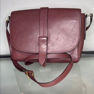 Beanpole Burgundy Leather Flap Crossbody